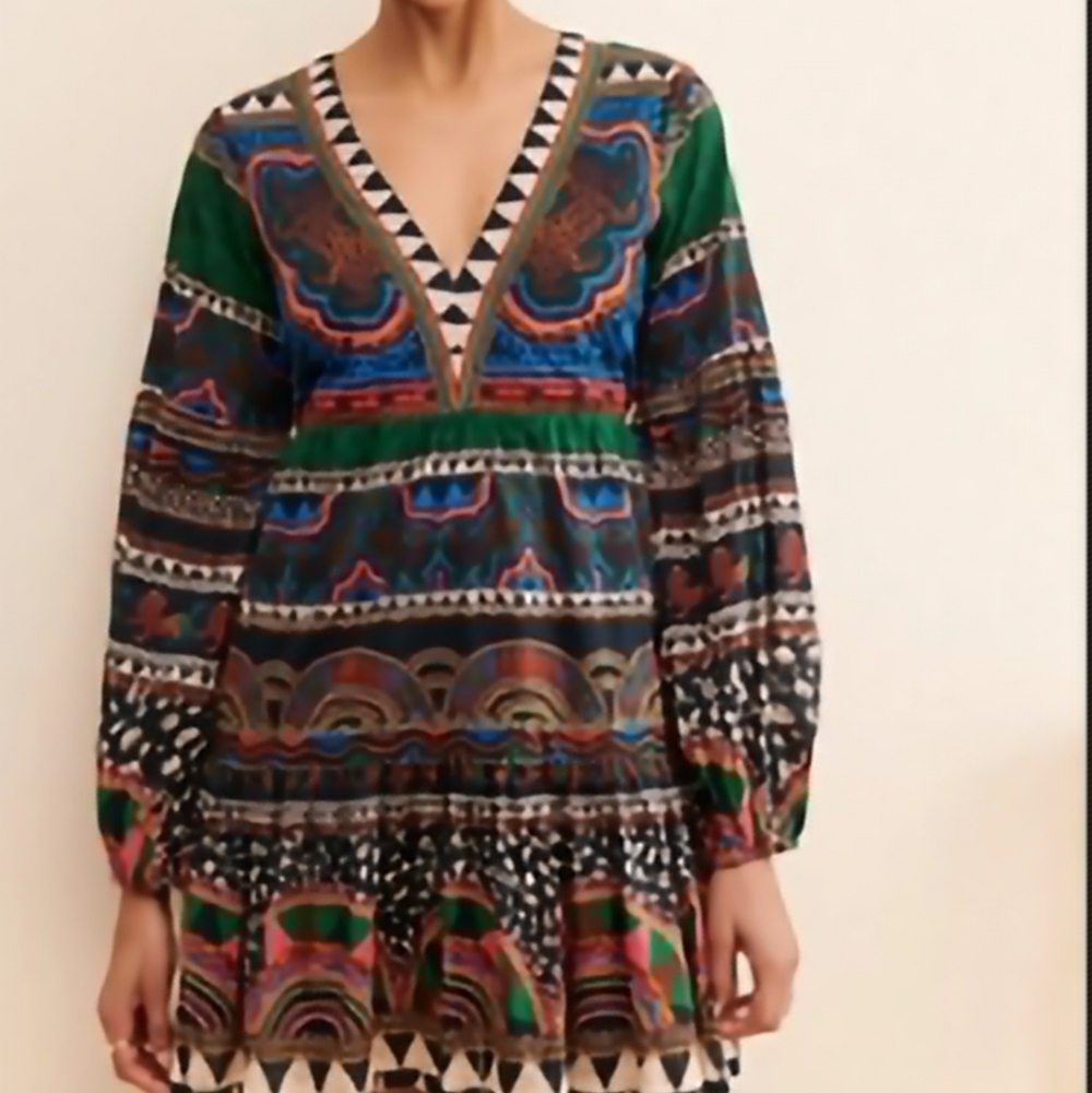 Farm Rio multicolor Bohemian V-Neck Dress